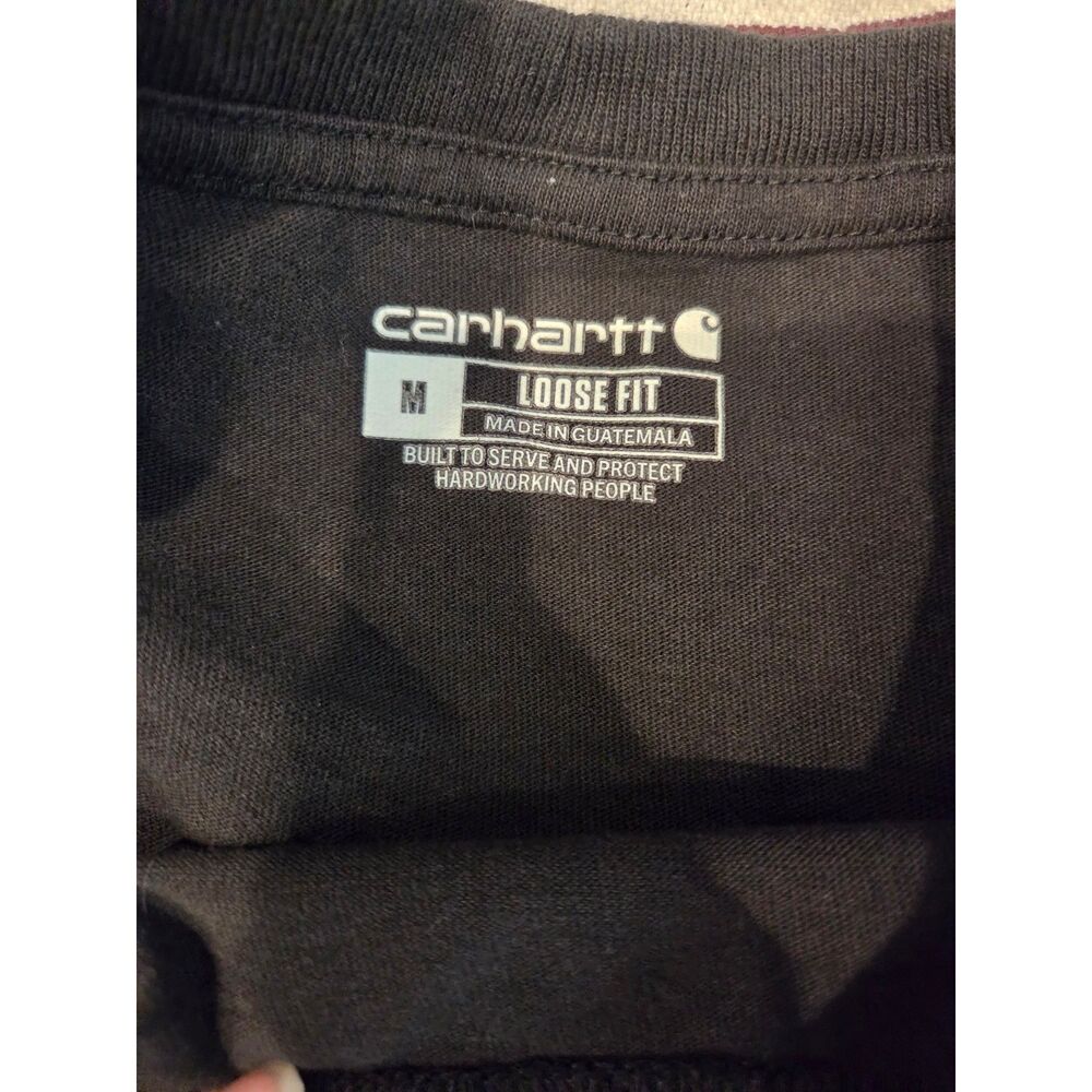 Carhartt Loose Fit Medium Men's Long Sleeve T Shirt Burgundy Black Bundle - Picture 3 of 8